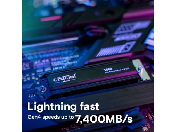 Crucial T500 - SSD - 4 TB - intern - M.2 2280 - PCIe 4.0 x4 (NVMe) - integrert kjøle