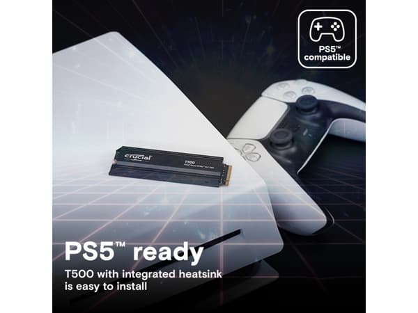 Crucial T500 - SSD - 4 TB - intern - M.2 2280 - PCIe 4.0 x4 (NVMe) - integrert kjøle
