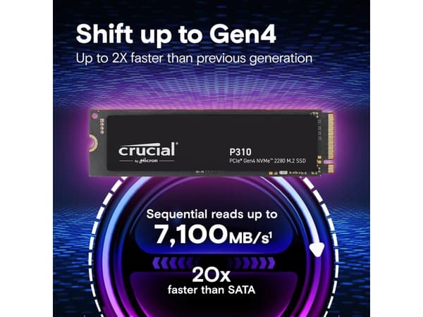 Crucial P310 - SSD - 2 TB - sisäinen - M.2 2280 - PCIe 4.0 x4 (NVMe)