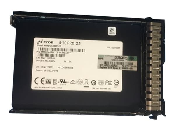HPE Mixed Use - SSD - 960 GB - 2.5" SFF - SATA 6Gb/s - med HPE Smart Carrier