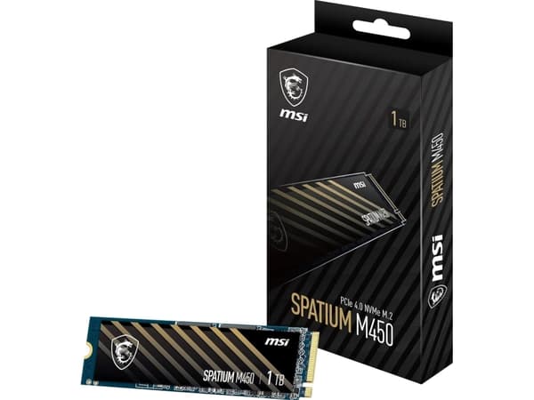 MSI SPATIUM M450 PCIe 4.0 NVMe M.2 1 TB, 1 TB, M.2, 3600 MB/s