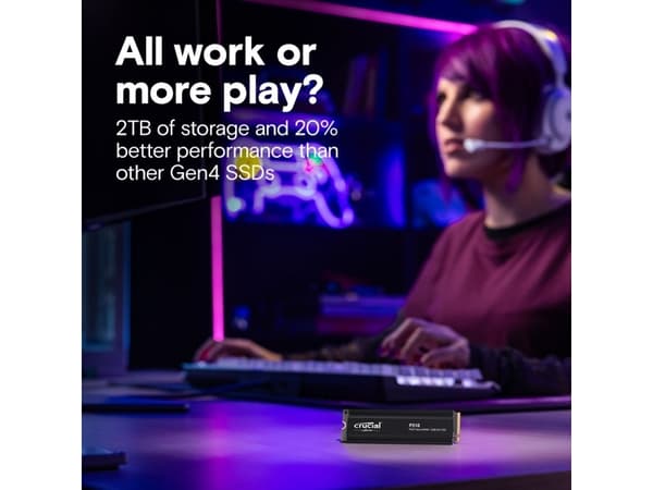 Crucial P310 - SSD - 2 TB - intern - M.2 2280 - PCIe 4.0 x4 (NVMe) - integrert kjøle