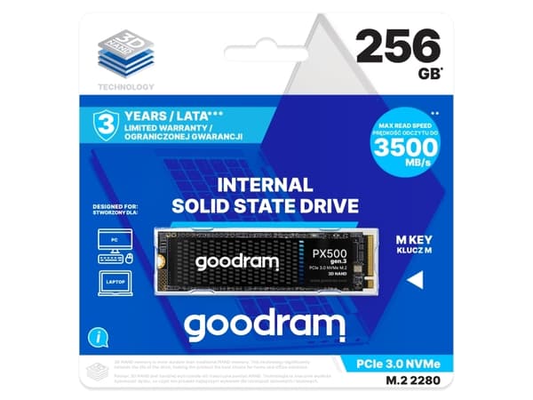 Goodram PX500 GEN.3 SSDPR-PX500-256-80-G3, 256 GB, M.2, 3200 MB/s