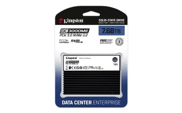 Kingston Technology 7.68TB DC3000ME U.2 PCIe 5.0 NVMe TCG Opal Enterprise SSD, 7.68 TB, U.2, 14000 MB/s