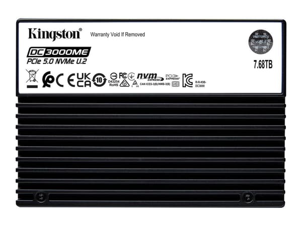Kingston Technology 7.68TB DC3000ME U.2 PCIe 5.0 NVMe TCG Opal Enterprise SSD, 7.68 TB, U.2, 14000 MB/s