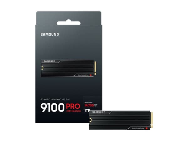 Samsung 9100 PRO MZ-VAP1T0 - SSD - kryptert - 1 TB - med kjøleribbe - intern - M.2 2280 - PCI Express 5.0 x4 (NVMe) - 256-bit AES - TCG Opal Encrypti