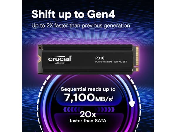 Crucial P310 - SSD - 2 TB - intern - M.2 2280 - PCIe 4.0 x4 (NVMe) - integrert kjøle
