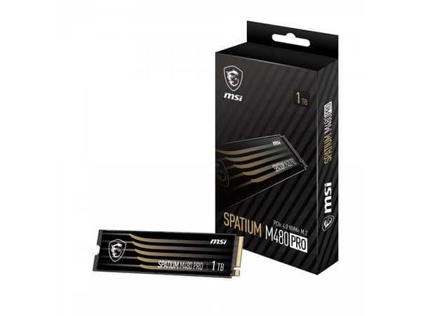 MSI SPATIUM M480 PRO - SSD - kryptert - 1 TB - intern - M.2 2280 - PCIe 4.0 x4 (NVMe) - 256-bit AES