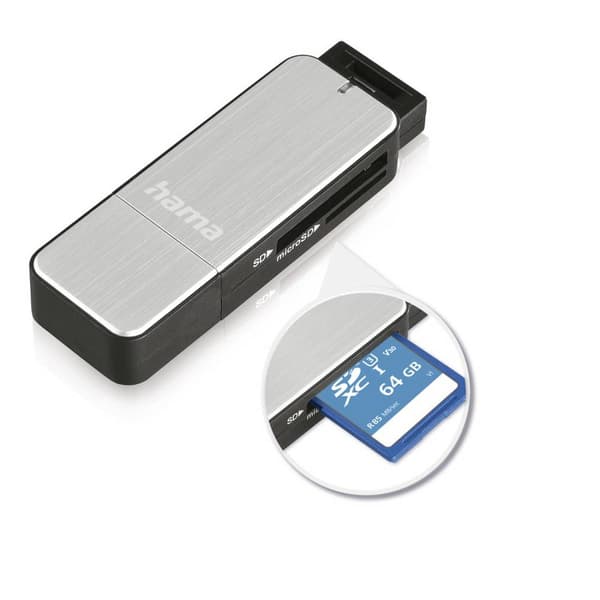 Hama 123900 Extern minneskortläsare USB 3.2 Gen 1 Silver