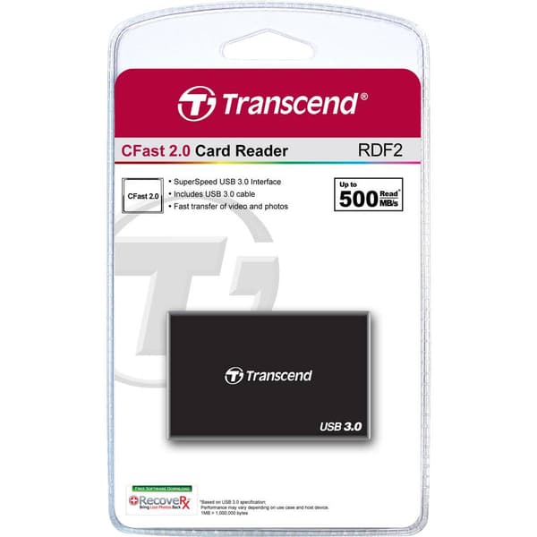 Transcend RDF2 Extern minneskortläsare USB 3.1 Svart