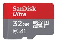 SanDisk Ultra - Flash-minneskort (adapter, microSDHC till SD inkluderad) - 32 GB - A1 / UHS Class 1 / Class10 - microSDHC UHS-I