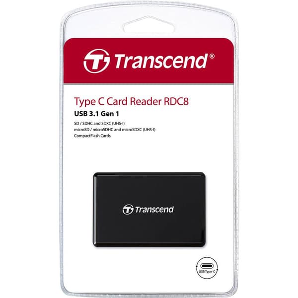 Transcend Extern minneskortläsare USB-C® (USB 3.1 Gen 1) Svart