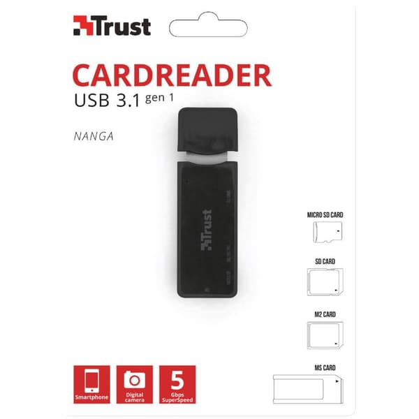 Trust Nanga USB 3.1 Extern minneskortläsare USB 2.0 Svart