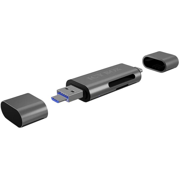 ICY BOX Extern minneskortläsare USB-C®, USB 3.2 Gen 1, Micro USB 2.0 Antracit