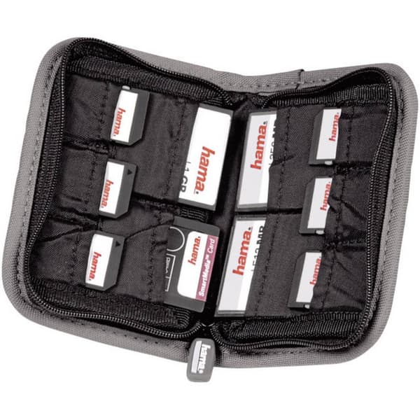 Hama 49916 Minneskortfodral SD-Kort, MS PRO Duo-Kort, CF-kort Svart, Grå