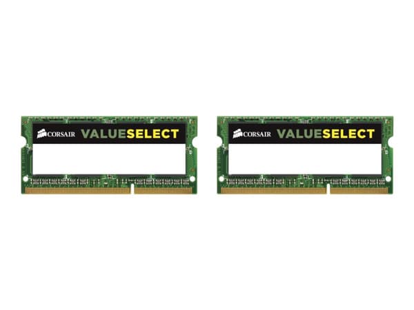 CORSAIR Value Select - DDR3L - sett - 16 GB: 2 x 8 GB - SO DIMM 204-pin - 1600 MHz / PC3-12800 - CL11 - 1.35 / 1.5 V - ikke-bufret - ikke-ECC