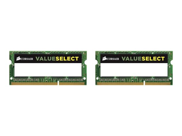CORSAIR Value Select - DDR3L - sett - 16 GB: 2 x 8 GB - SO DIMM 204-pin - 1600 MHz / PC3-12800 - CL11 - 1.35 / 1.5 V - ikke-bufret - ikke-ECC