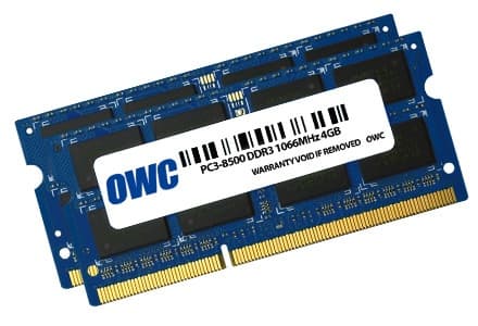 Other World Computing - DDR3 - sett - 8 GB: 2 x 4 GB - SO DIMM 204-pin - 1066 MHz / PC3-8500 - CL7 - 1.5 V - ikke-bufret - ikke-ECC