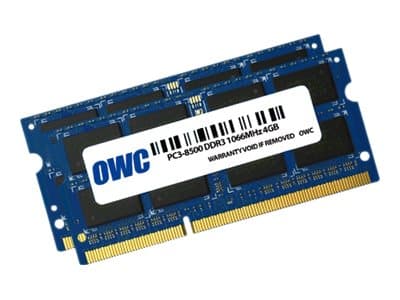 Other World Computing - DDR3 - sett - 8 GB: 2 x 4 GB - SO DIMM 204-pin - 1066 MHz / PC3-8500 - CL7 - 1.5 V - ikke-bufret - ikke-ECC