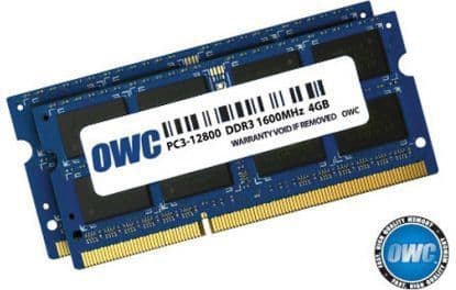 OWC 1600DDR3S08S, 8 GB, 2 x 4 GB, DDR3L, 1600 MHz, 204-pin SO-DIMM, Blå