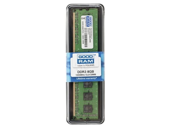 Goodram GR1333D364L9/8G, 8 GB, 1 x 8 GB, DDR3, 1333 MHz, 240-pin DIMM