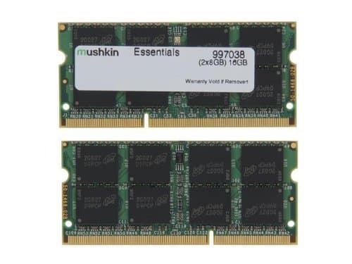 Mushkin Essentials - DDR3 - sett - 16 GB: 2 x 8 GB - SO DIMM 204-pin - 1600 MHz / PC3-12800 - CL11 - 1.35 V - ikke-bufret - ikke-ECC