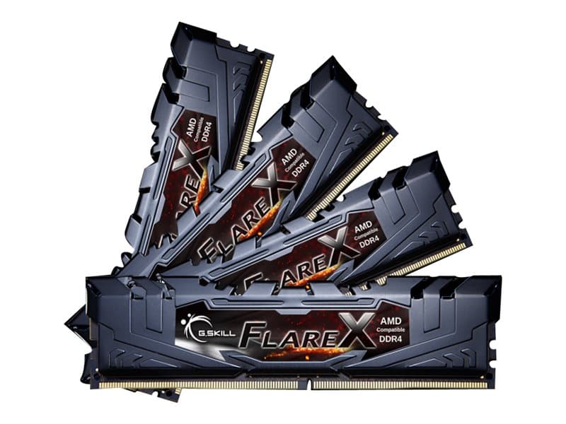 G.Skill Flare X (for AMD) - DDR4 - 32 GB: 4 x 8 GB (Quad-channel) - 288-pin DIMM - 2933 Mhz / PC4-23400 - CL14 - 1.35V - Sort