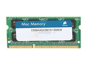 CORSAIR Mac-minne - DDR3 - modul - 4 GB - SO DIMM 204-PIN - 1333 MHz / PC3-10666 - CL9 - 1,5 V - ikke bufferet - ikke-ECC
