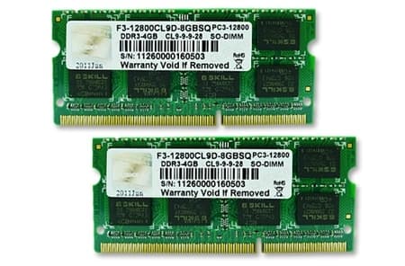 G.Skill SQ Series - DDR3 - sett - 8 GB: 2 x 4 GB - SO DIMM 204-pin - 1600 MHz / PC3-12800 - CL9 - 1.5 V - ikke-bufret - ikke-ECC