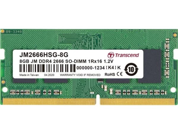 Transcend JetRAM - DDR4 - modul - 8 GB - SO DIMM 260-pin - 2666 MHz / PC4-21300 - CL19 - 1.2 V - ikke-bufret - ikke-ECC