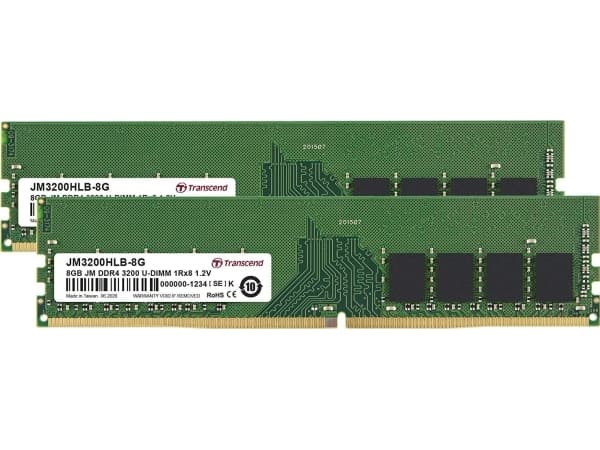 Transcend JetRam JM3200HLB-16GK, 16 GB, 1 x 8 GB, DDR4, 3200 MHz, 288-pin DIMM