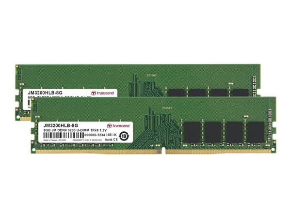 Transcend JetRam JM3200HLB-16GK, 16 GB, 1 x 8 GB, DDR4, 3200 MHz, 288-pin DIMM