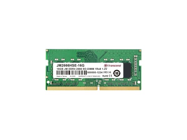 Transcend JetRAM - DDR4 - modul - 16 GB - SO DIMM 260-pin - 2666 MHz / PC4-21300 - CL19 - 1.2 V - ikke-bufret - ikke-ECC