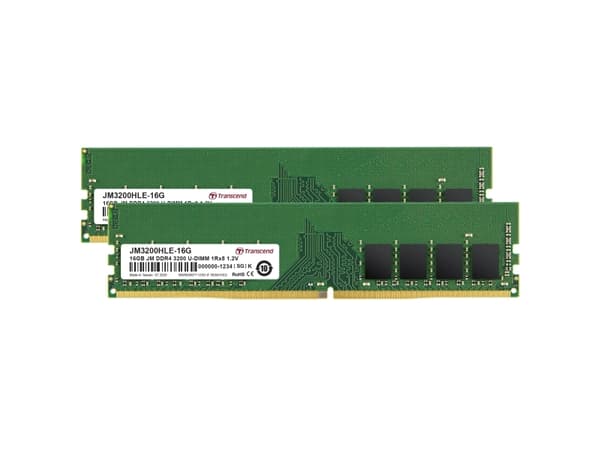 Transcend JetRAM - DDR4 - sett - 32 GB: 2 x 16 GB - DIMM 288-pin - 3200 MHz / PC4-25600 - CL22 - 1.2 V - ikke-bufret - ikke-ECC