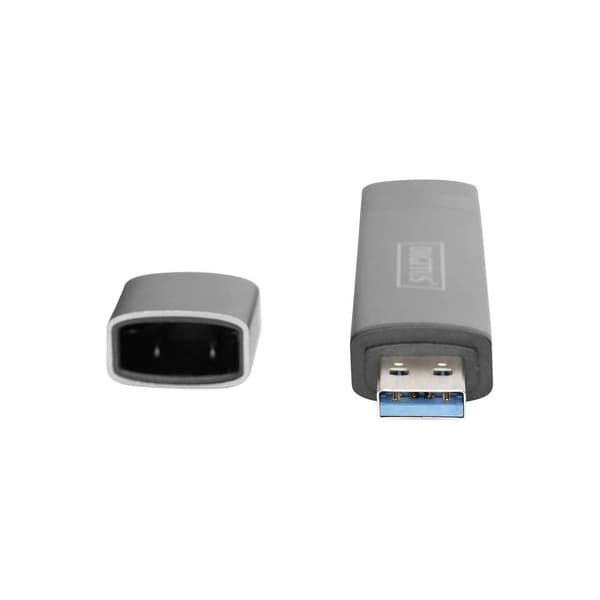 Digitus DA-70886 Extern minneskortläsare/hub USB 3.0, USB-A, USB-C® Grå