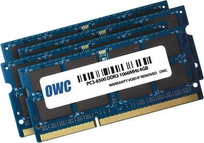OWC 8566DDR3S16S, 16 GB, 4 x 4 GB, DDR3, 1066 MHz, 204-pin SO-DIMM, Blå