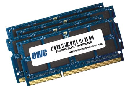 OWC 8566DDR3S16S, 16 GB, 4 x 4 GB, DDR3, 1066 MHz, 204-pin SO-DIMM, Blå