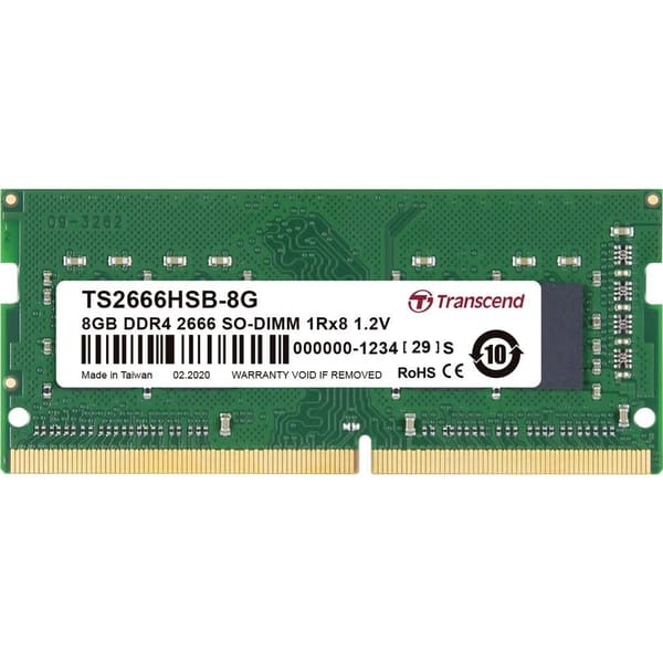 Transcend Internminne Laptop Modul DDR4 8 GB 1 x 8 GB 2666 MHz 260-polig SO-DIMM CL19 TS2666HSB-8G
