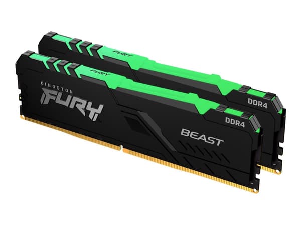 Kingston FURY Beast RGB - DDR4 - sett - 64 GB: 2 x 32 GB - DIMM 288-pin - 3000 MHz / PC4-24000 - CL16 - 1.35 V - ikke-bufret - ikke-ECC - svart