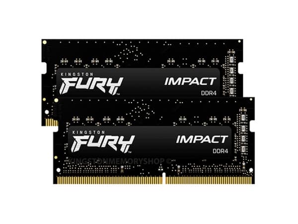 Kingston FURY Impact - DDR4 - sats - 16 GB: 2 x 8 GB - SO DIMM 260-pin - 1600 MHz / PC4-25600 - CL20 - 1.2 V - ej buffrad - icke ECC - svart