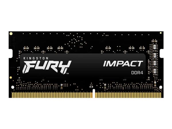 Kingston FURY Impact - DDR4 - modul - 8 GB - SO DIMM 260-pin - 3200 MHz / PC4-25600 - CL20 - 1.2 V - ikke-bufret - ikke-ECC - svart