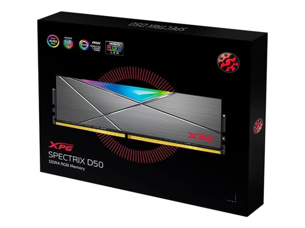 XPG SPECTRIX D50 - DDR4 - sett - 16 GB: 2 x 8 GB - DIMM 288-pin - 3600 MHz / PC4-28800 - CL18 - 1.35 V - ikke-bufret - ikke-ECC - wolframgrå