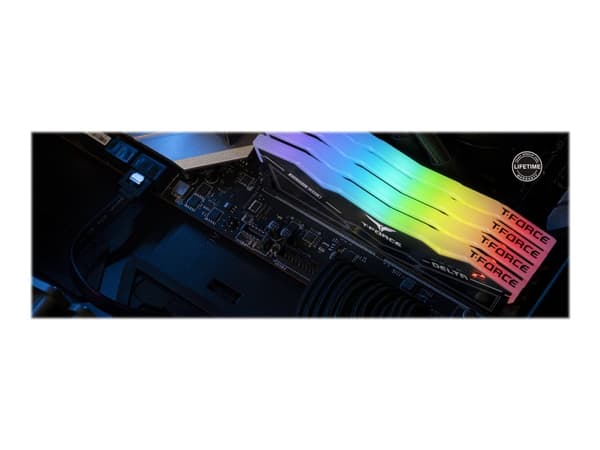 T-Force DELTA RGB - DDR5 - sats - 32 GB: 2 x 16 GB - DIMM 288-pin - 6200 MHz / PC5-49600 - CL38 - 1.25 V - ej buffrad - on-die ECC - svart