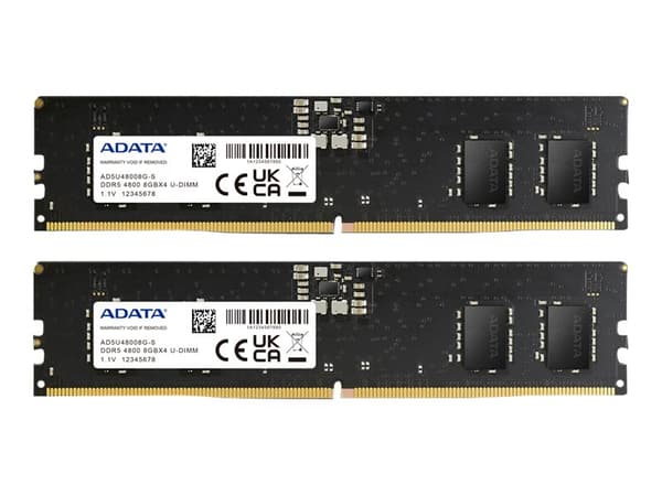 ADATA - DDR5 - sett - 16 GB: 2 x 8 GB - DIMM 288-pin - 4800 MHz / PC5-38400 - CL40 - 1.1 V - ikke-bufret - on-die ECC - svart