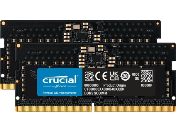 Crucial - DDR5 - sett - 16 GB: 2 x 8 GB - SO DIMM 262-pin - 2400 MHz / PC5-38400 - CL40 - 1.1 V - ikke-bufret - ikke-ECC