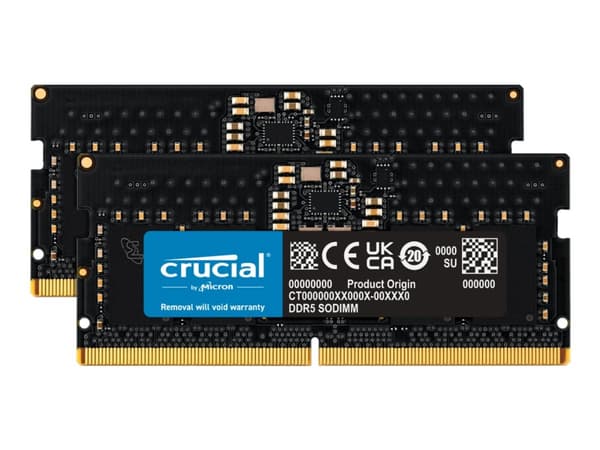 Crucial - DDR5 - sett - 16 GB: 2 x 8 GB - SO DIMM 262-pin - 2400 MHz / PC5-38400 - CL40 - 1.1 V - ikke-bufret - ikke-ECC
