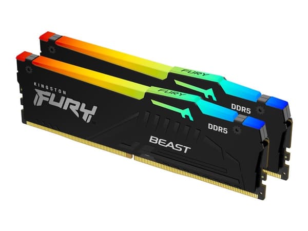 Kingston FURY Beast RGB - DDR5 - sats - 32 GB: 2 x 16 GB - DIMM 288-pin - 2600 MHz / PC5-41600 - CL40 - 1.25 V - ej buffrad - on-die ECC