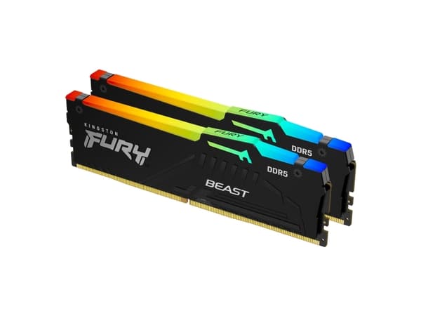 Kingston FURY Beast RGB - DDR5 - sats - 16 GB: 2 x 8 GB - DIMM 288-pin - 2600 MHz / PC5-41600 - CL40 - 1.25 V - ej buffrad - on-die ECC