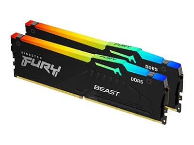 Kingston FURY Beast RGB - DDR5 - sats - 16 GB: 2 x 8 GB - DIMM 288-pin - 2600 MHz / PC5-41600 - CL40 - 1.25 V - ej buffrad - on-die ECC