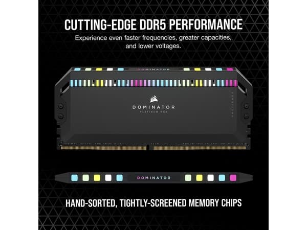 CORSAIR Dominator Platinum RGB - DDR5 - sett - 64 GB: 2 x 32 GB - DIMM 288-pin - 5600 MHz / PC5-44800 - CL40 - 1.25 V - svart